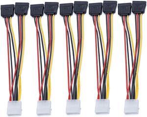 5pcs 4 Pin Molex to 2×15 Pin SATA Power Y-Cable Adapter for IDE 8 Inches