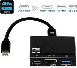 USB C to HDMI Adapter, Thunderbolt 3 to HDMI Hub, USB-C Digital AV Multiport Adapter HDMI 4K@60Hz Output USB 3.0 Port & 100W PD Quick Charging Port Converter for MacBook/Sam.Sung S10/S10+