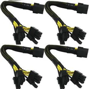 COMeap GPU VGA PCIe 8 Pin Female to Dual 2X 8 Pin (6+2) Male PCI Express Power Adapter Braided Y-Splitter Extension Cable 9-inch(23cm) 4/Pack