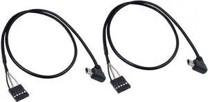 USB Header to Mini USB Dupont Cable, 90 Degree Left Angle Mini USB Male to 5 Pin Motherboard Female Adapter Dupont Extended Cable (2 Pack) 50CM/1.64FT