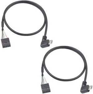 Micro USB to Motherboard Header Cable 1.65FT/50CM, Left Angled 90 Degree Micro USB Male to 9 Pin Motherboard Female Dupont Extended Cable (2-Pack)