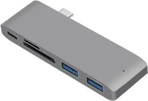 USB Type C Hub Adapter, 5 in 1 Multi-Port USB 3.0 Type-C Adapter with 2 USB 3.0 Port, SD/Micro Card Reader and USB-C Charging Port, Type-C USB for MacBook Pro and More - Aluminum(Gray)