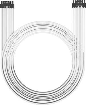 16Pin GPU Cable,Pcie 5.0 12VHPWR Sleeved Modular Cables,Male to Male PSU Cable,Mini 12+4 pin Adapter 600W ATX 3.0 Power Supply for RTX 3090TI and 4090 Graphic Card with Comb (White)