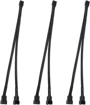 Fan Splitter, 3 Pack 4 Pin PWM Fan Splitter Cable 2 Way Sleeved Braided Extension Power Cable 1 to 2 Converter for PC Matherboard, Desktop Computer CPU Fan 10.6 inches