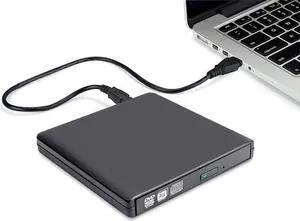 Aomoproing  External CD/DVD Drive, USB 2.0 Slim Protable External CD-RW Drive CD Burner DVD-R Reader Player for Laptop Notebook PC Desktop Computer, Black