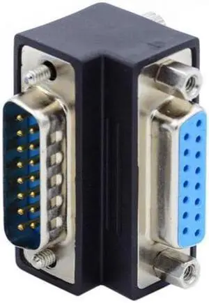 Down 90 Degree Angled DSUB D-subminiature 15pin Male to Female Extension Adapter DB Connector