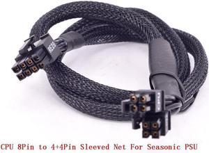 Seasonic CPU 8pin to 4+4pin Power Supply Cable ATX 12V P4 to P8 With Net for KM3 Series X-750 X-850 SS-1050XP3 M12II Evo Series 620 650 750 850 Snow Silent 750 1050 FOCUS PLUS Gold SSR-850FX