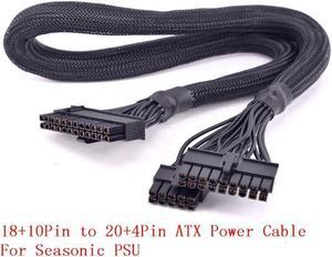 PSU Modular 18+10pin to 24Pin 20+4Pin ATX Power Supply Cable with Net for Seasonic KM3 Series X-750 X-850 SS-1050XP3 M12II Evo Series 520 620 650 750 850 Snow Silent 750 1050 FOCUS PLUS Gold