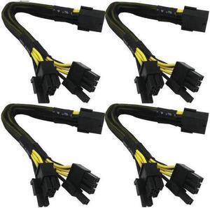 18 Gauge 8-Pin Female to Dual 8 Pin (6+2) Male 30.5 cm (12-inch) 18 AWG PCI-E GPU Miner Graphics Video Card VGA Sleeved Braided Woven Extension Power Cable Splitter Black Swan Mining 4/Pack