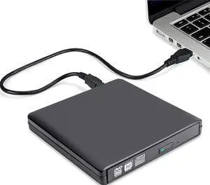 Aomoproing  External CD DVD Drive, USB 2.0 Portable CD/DVD Player for Laptop CD ROM Burner Compatible with Laptop Desktop PC Windows Linux OS Apple Mac Black
