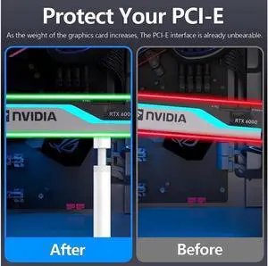 Graphics Card GPU Support Bracket, Adjustable Height GPU Sag Stand Bracket with Magnet and Non-Slip Sheet, GPU Holder for Prevent Universal VGA Graphics Card Sag - 2.8-4.7"- L - White