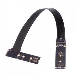 Aomoproing NGFF M-Key NVME Male to Female Extension PCI Express Cable 30cm Right Angled Type 90 Degree PCI-E 4.0 for Mainboard SSD 2230/2242/2260/2280