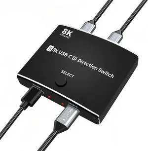 Aomoproing     USB-C KVM Switch 2 in 1 Out 1 in 2 Out 8K60HZ Bidirectional Interconvertible Compatible Computer Host Laptop Mac Cell Phone External TYPEC Monitor TV Projector Selector Switch Box