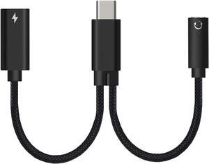 Aomoproing    USB C to 3.5mm Headphone and 60W PD Charger Adapter, 2-in-1 USB C to AUX Mic Jack with USB C PD 60W Fast Charging for Stereo, Earphones, Compatible with Galaxy Note 20/10/S20, Pixel 2/3/