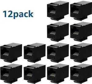 Rj45 Coupler Cat6 Keystone Jack Inline Coupler Female to Female Insert Coupler 12 Pack Black