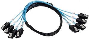 Aomoproing  Internal SAS 4 SATA Host to 4 SATA 7pin Target Hard Disk 6Gbps Data Server Raid Cable 50cm