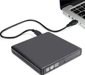 Aomoproing    External CD DVD Drive, USB 2.0 Portable CD/DVD Player for Laptop CD ROM Burner Compatible with Laptop Desktop PC Windows Linux OS Apple Mac Black