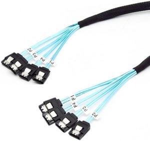 Aomoproing  Internal SAS 4 SATA Host to 4 SATA 7pin Target Hard Disk 6Gbps Data Server Raid Cable 50cm