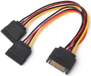Aomoproing SATA II Hard Disk Power Male to 2 Female Splitter Y 1 to 2 Extension Cable