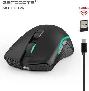 Zerodate T26 Wireless Charging Mouse for 2.4G with Type C Fast Charger Interface Portable for Office Household Computer Accessory