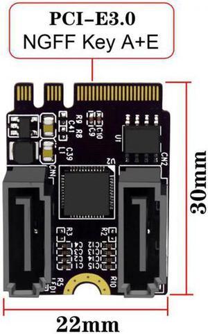 Aomoproing  NGFF Key A+E PCI Express to SATA 3.0 6Gbps Dual Ports Adapter Converter Hard Drive Extension Card JMB582 2230
