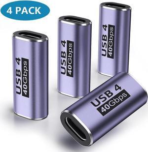 [4 PACK] USB C Female to Female Adapter, USB C to USB C Adapter, USB C Coupler with 40 Gbps PD 100W 8K @60hz Video Compatible for Thunderbolt 4/3, Mac-Book Pro/Air, USB-C HUB and More Type C Devices