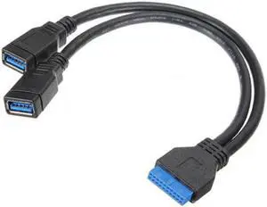 Aomoproing 2 ports USB 3.0 Female to Motherboard 20pin Header cable for front panel 20cm