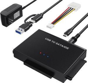 USB C & USB 3.0 to SATA IDE Adapter External Hard Drive Connector Converter for Universal 2.5 3.5" HDD SSD Hard Drive Disk Optical Drive, SATA/IDE to USB 3.0 USB C Hard Drive Adapter