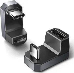 Aomoproing    180 USB-C to USB Adapter 2 Pack 180 Degree Angle USB-C Male to USB-C Female USB-C 3.1/PD 100W and Type-C Male to USB-A Female Adapter for Steam Deck/Switch/ROG Ally/Laptop/Tablet/Phone -