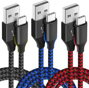 Aomoproing       USB C Cable 10ft 3 Pack USB C Charger Cable, USB A to USB C Charging Cable USB Type C Fast Charge Cord Compatible with Samsung Galaxy S20 S10 Note 9, Android Cell Phones and More- Bla