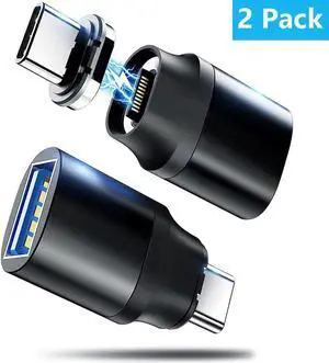 Aomoproing USB C to USB Magnetic Adapter 24Pins USB C Male to USB A Female Adapter 2 Pack with PD 60W Charge 10Gbps USB3.1/USB3.0 for M-a-c-B-o-o-k Pro /Air and More Type C Devices