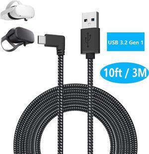 10FT / 3M USB A to USB C Link Cable for Oculus Quest 2, 90 Degree USB 3.0 to USB C USB 3.2 Gen 1 Cable High Speed Data Transfer & Fast Charging Compatible for Oculus VR Headset, PC Gaming