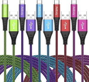 USB C Cable 10FT 5-Pack Type C Charging Cable, USB A to USB C Charging Nylon Braided Charge Cord for Samsung Galaxy S20 S10 S9, A11 A20, Note 10 9 8, USB Type C Charger