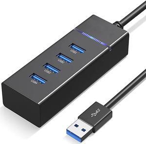 USB Hub 4 x USB3.0, 4 Port USB 3.0 Hub with 1ft USB Splitter Cable Multi USB Port Expander, USB Hub for Laptop, PC, Mac, Printer, Mobile HDD, USB Flash Drive, School or Business Computer Accessories