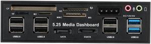 Multi-Function 5.25 Bay USB 3.0 Hub eSATA,Sata Front Panel, SATA Port Internal Card Reader PC Dashboard Media Front Panel Audio for SD MS CF TF M2 MMC Memory Cards Fits 5.25" Bay
