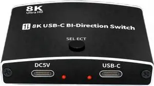USB C Switch Bi-Direction 2 in 1 or 1 in 2 KVM Switcher, 8K@60Hz Video / 10Gbps Data Transfer Compatible with Thunderbolt Type C Device