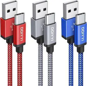 USB Type C Cable Fast Charging [3-Pack 3ft], USB to USB C Cable Braided Charger Cord for iPhone 15/15 Pro Max/15 Plus/15 Pro, Samsung Galaxy S24 S23 S10e, Note 20 10, A14 A15 A25 A53 A54
