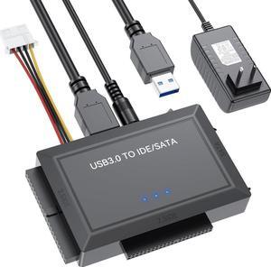 Hard Drive Reader SATA IDE to USB 3.0 Adapter, USB 3.0 to SATA/IDE Hard Drive Ultra Recovery Converter Kit Data Retrieval Device for 2.5" 3.5" HDD SSD Hard Drive Disk 5.25" DVD/CD-ROM Optical Drive