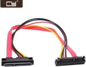 Aomoproing Up Angled SATA III 3.0 7+15 22 Pin SATA Male to Female Data Power Extension Cable 30cm