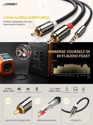 RCA Cable, 3.5mm Aux to 2 RCA Stereo Audio Adapter Cable Audio Auxiliary Stereo Y Splitter Cable, 15Feet