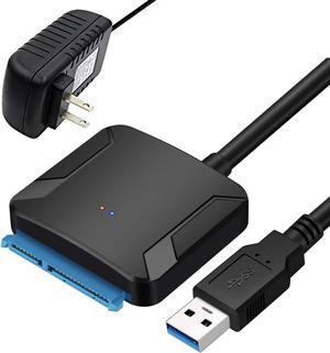 SATA to USB Adapter - USB 3.0 to 2.5" 3.5" SATA III Hard Drive Adapter - External Transfer Cable for SSD/HDD Support UASP, Comes with 12V 2A Power Supply