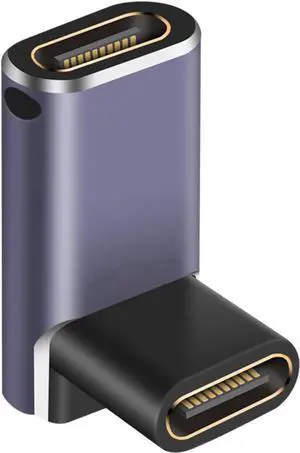240W USB C Coupler Female to Female, 40Gbps USB C Coupler, 90 Degree L Shape Type C Extender Support 8K Video Output for MacBook, ipad, Thunbderbolt 4/3