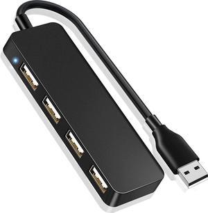 USB Hub, 4-Port Ultra Slim USB 2.0 Splitter Extender Expander for iMac Pro/MacBook Air/Mac Mini/Pro/Surface Pro/Notebook PC/Laptop/USB Flash Drives/Mobile HDD/All USB Peripherals