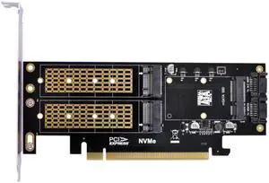 Aomoproing  PCI Express PCI-E 3.0Dual SATA to NGFF NVME MSATA M-Key B/M-key SSD Card Adapter 3in1