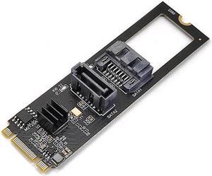 Aomoproing   NGFF Key B+M PCI Express to SATA 3.0 6Gbps Dual Ports Vertical Horizontal Adapter Converter Hard Drive Extension Card JMB582 2280