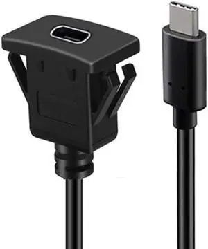 Aomoproing Waterproof Dustproof USB-C Type-C USB 3.1 10Gbps Extension Flush Car Latch Mount Extension Cable for Dashboard Panel
