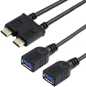 Aomoproing  Dual Cable USB 3.1 Type-C to 3.0 A Female OTG Data Cable for New 13 inch Macbook Pro