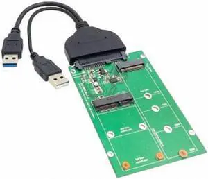 Aomoproing   USB 3.0 to SATA 22pin 2.5" Hard Disk to 2 in 1 Combo Mini PCI- E 2 Lane M.2 NGFFmSATA SSD Adapter Converter