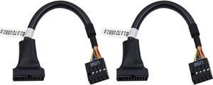 Global Direct USB 3.0 Header to USB 2.0,USB 3.0 to USB 2.0 Motherboard Adapter Cable,19 Pin USB3.0 Male to 9 Pin USB2.0 Female Motherboard Cable Adapter Converter 6 inch/15cm (2-Pack)