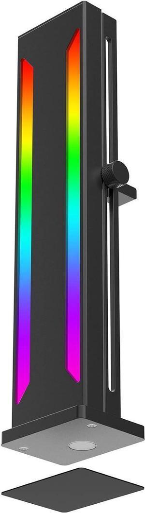 RGB GPU Support Bracket, Magnetic Base Graphics Card GPU Brace Support, Slidable 5V 3 Pin GPU Stand Colorful Video Card Holder Bracket (Black)